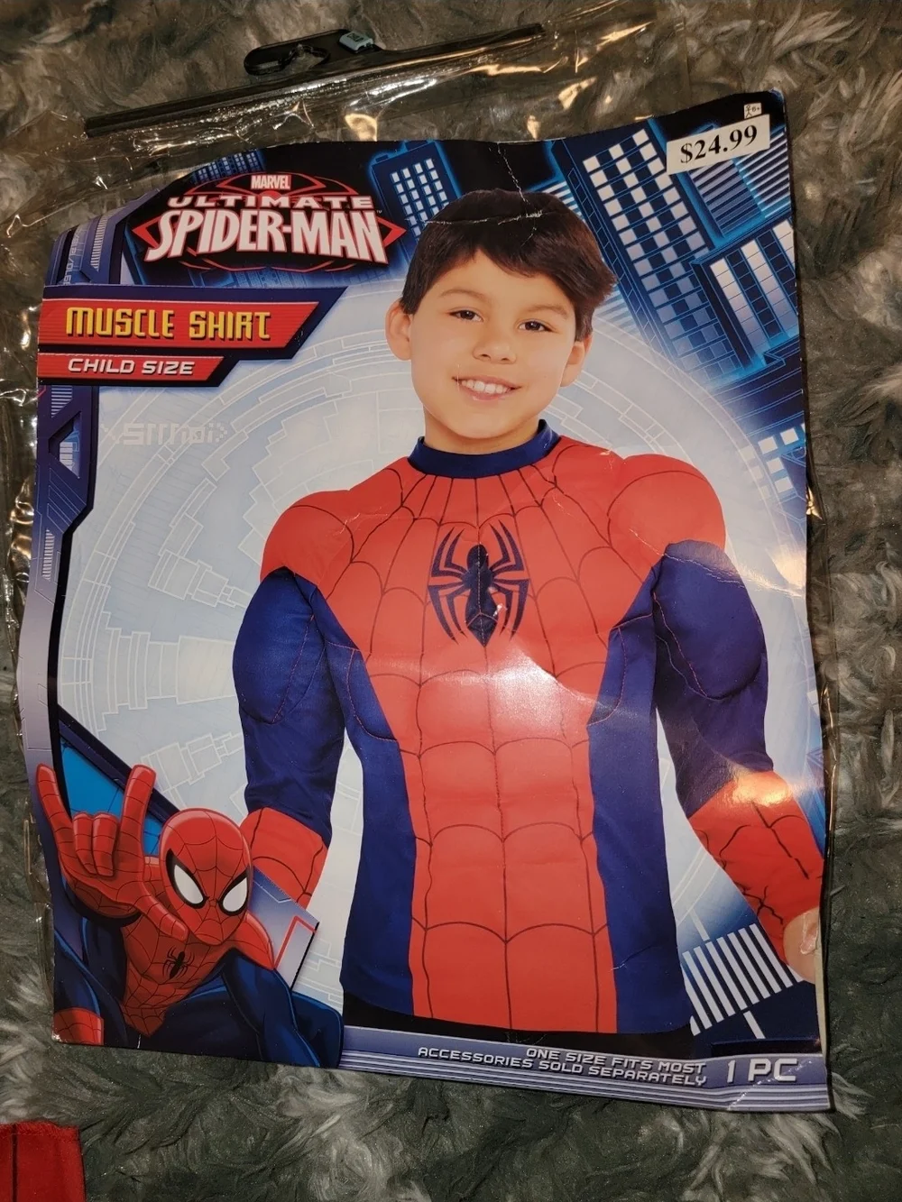 Spider Hero Red & Blue Kids Muscle Costume Top